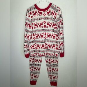 Hannah Anderson organic Christmas pajama set red reindeer size large